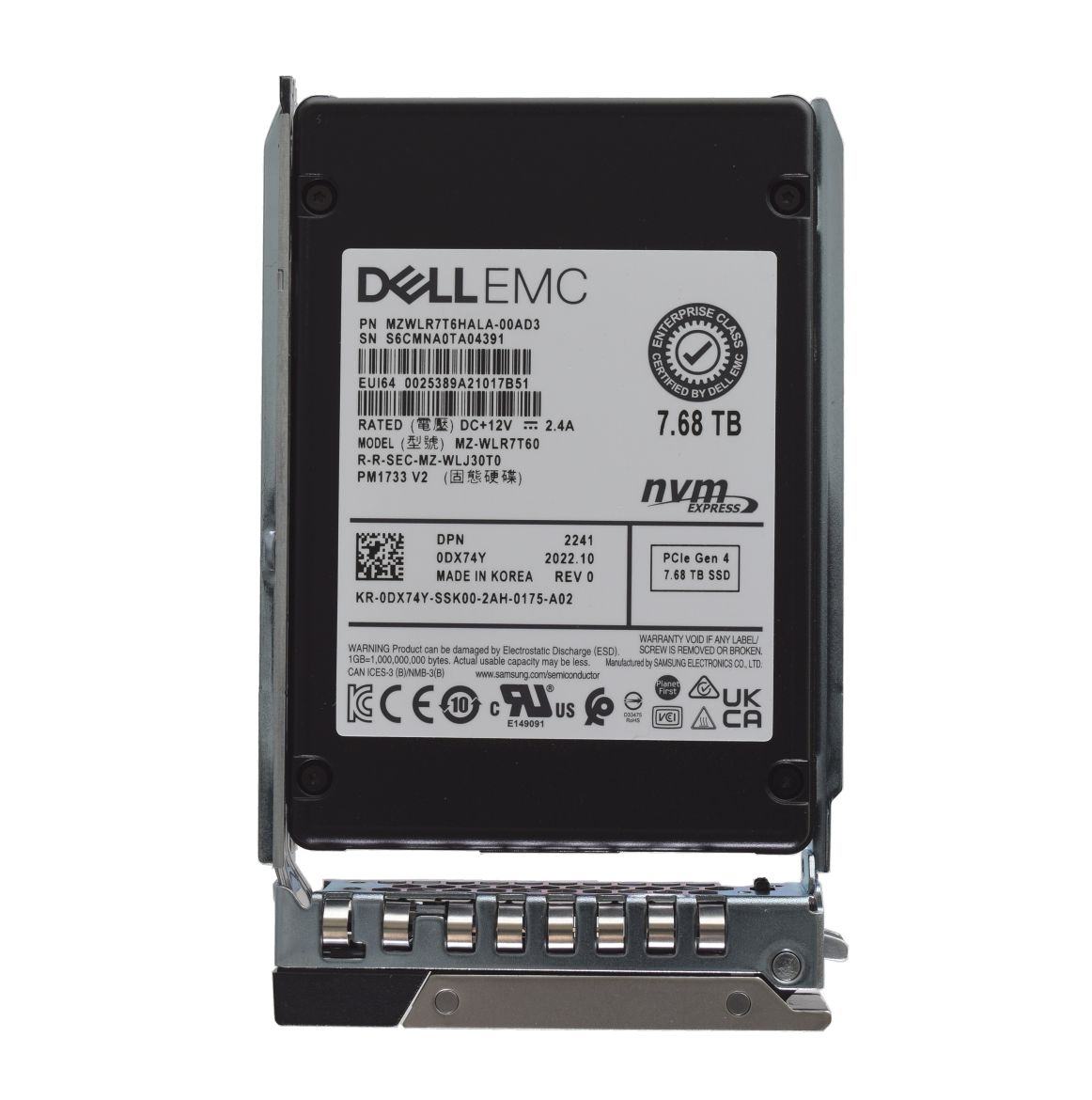 Dell Samsung PM1733 V2 7.68TB Gen 4 NVMe SSD DX74Y