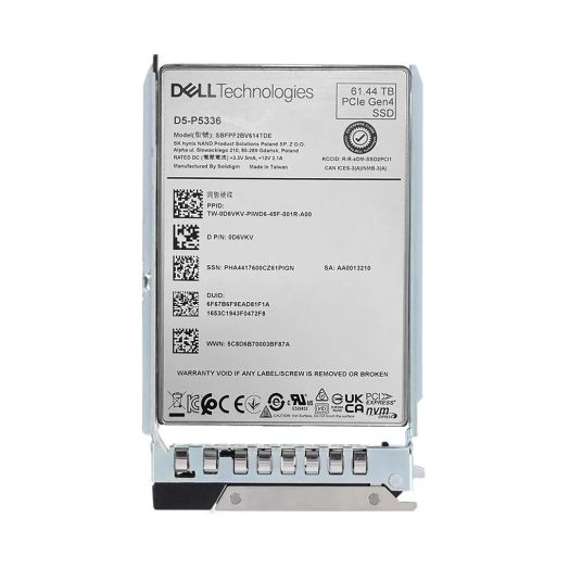 Dell Solidigm D5-P5336 U.2 61.44TB Gen 4 NVMe SSD Drive - D6VKV SBFPF2BV614TDE