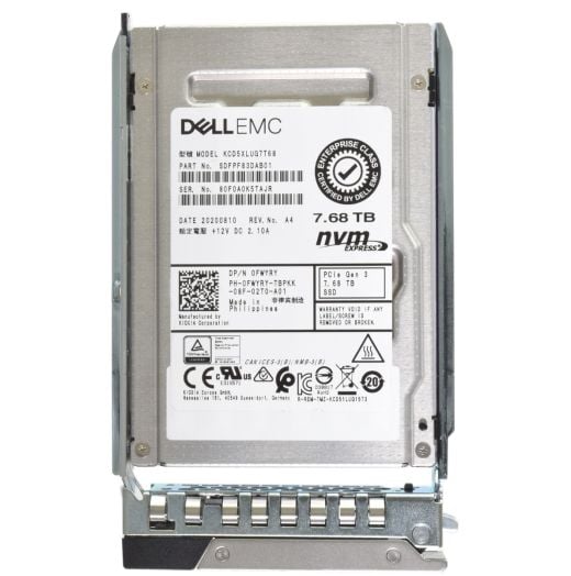Dell Kioxia 2.5" 7.68TB Gen 3 NVMe RI SSD Drive - FWYRY KCD5XLUG7T68