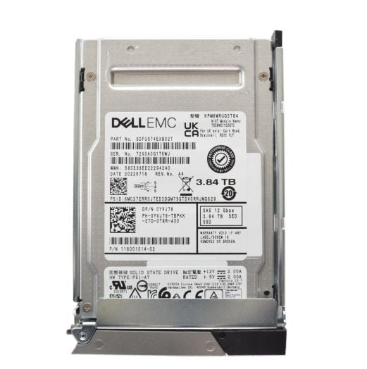 Dell Kioxia 2.5" 3.84TB 12GBPS SAS SED SSD Drive - YVJ78 KPM6WRUG3T84